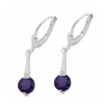 Ohrringe synthetischer Amethyst mit Zirkonia Silber