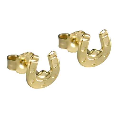 Ohrstecker 6x6mm Hufeisen glänzend 9Kt Gold