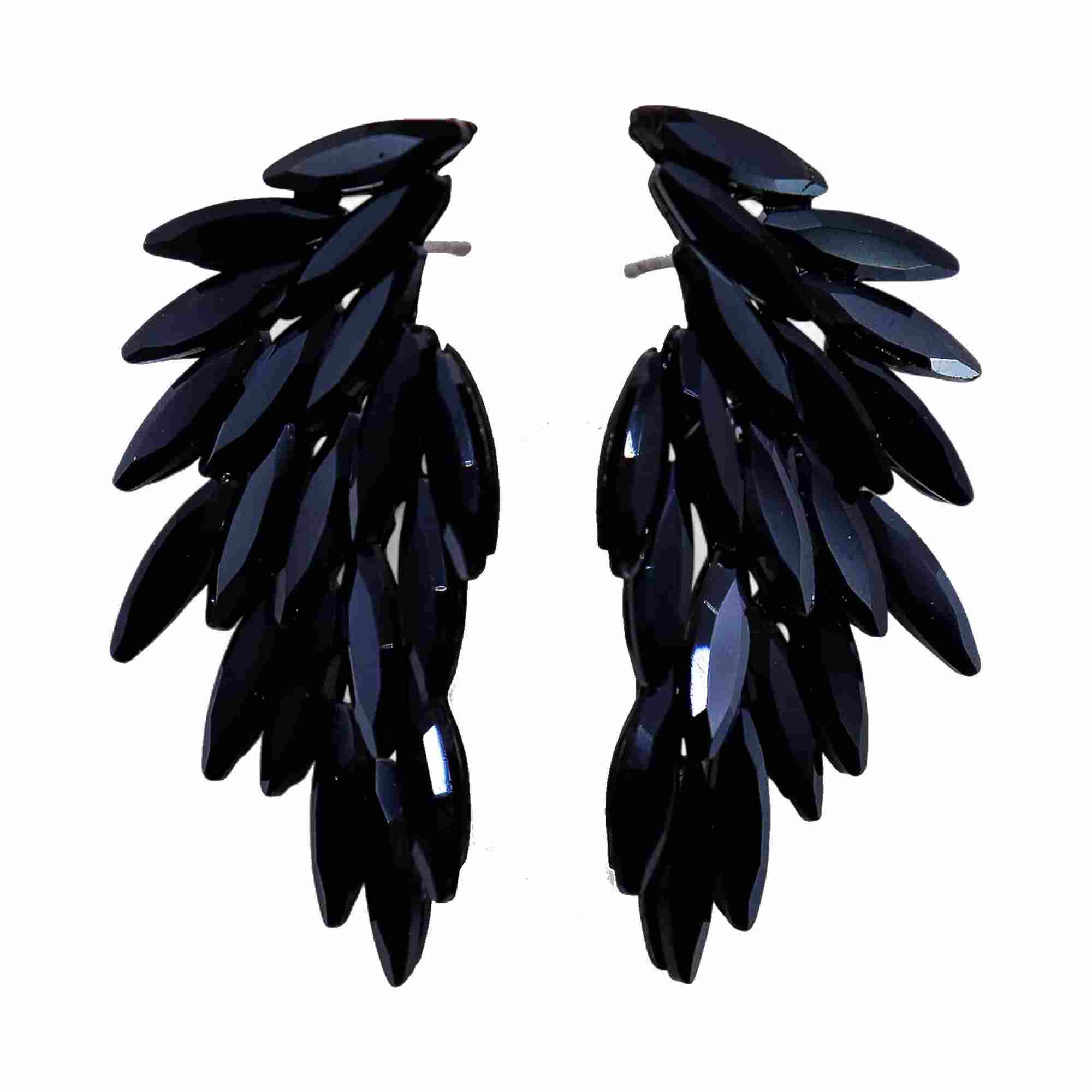 Schwarze Vintage Glas Ohrringe - Engelsflügel - Hängeohrringe - Edelstahl 1 Schwarze Vintage Glas Ohrringe - Engelsflügel - Hängeohrringe - Edelstahl