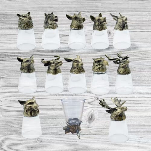 Set 12 Schnapsgläser - Shotgläser - 25ml - Waldwesen -  Antikbronze