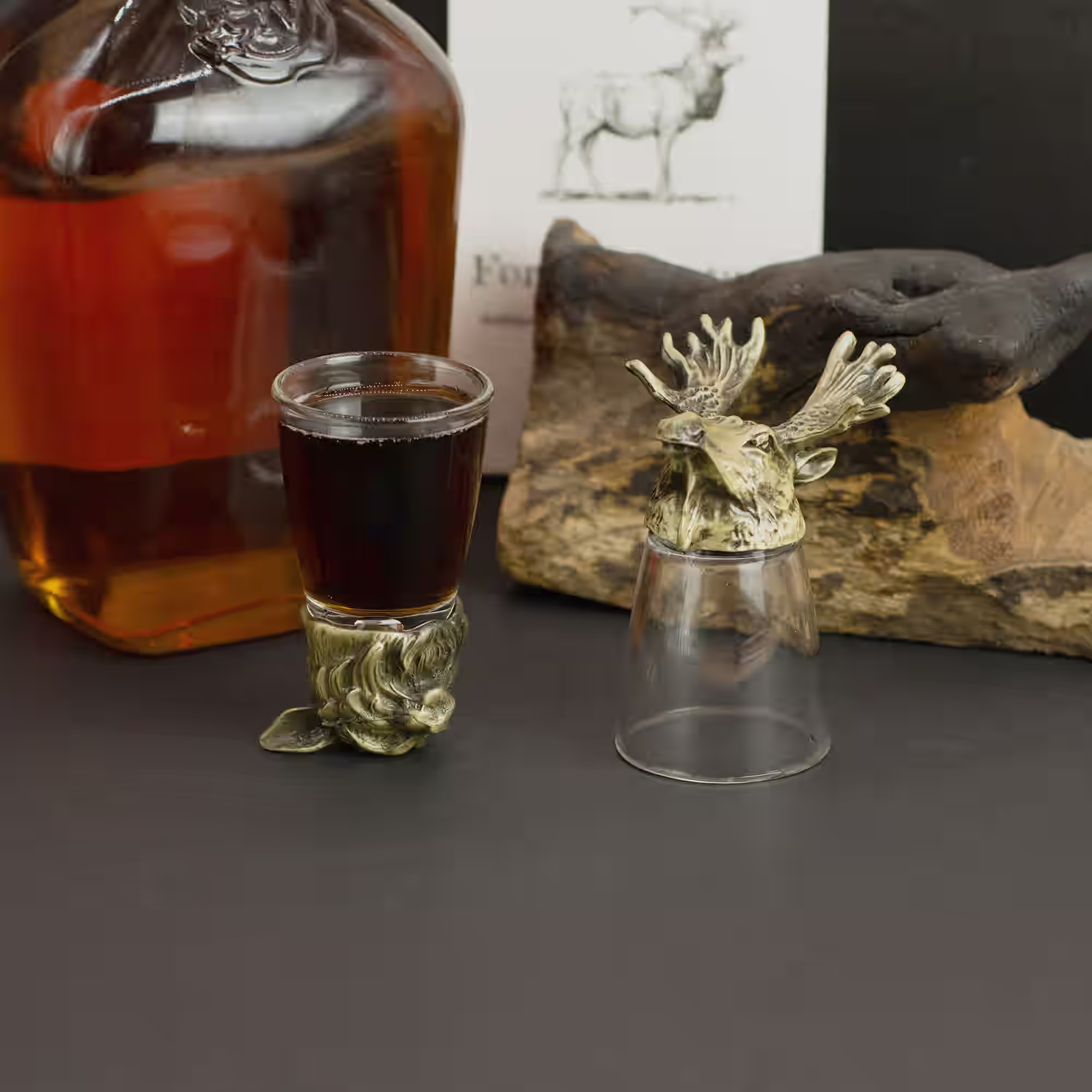 Set 12 Schnapsgläser - Shotgläser - 25ml - Waldwesen - Antikbronze 10 Set 12 Schnapsgläser - Shotgläser - 25ml - Waldwesen - Antikbronze – Bild 10