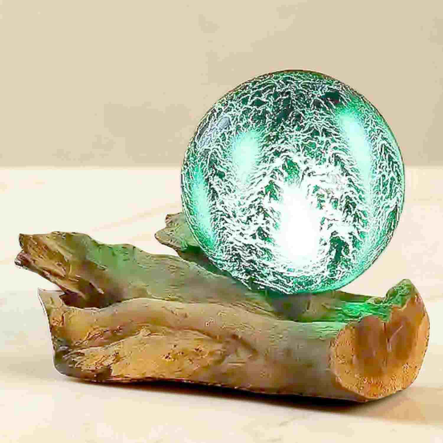 Tischlampe 30cm x 15cm rund auf Naturholz -Nachttischlampe - smaragdgrün 1 Tischlampe 30cm x 15cm rund auf Naturholz -Nachttischlampe - smaragdgrün