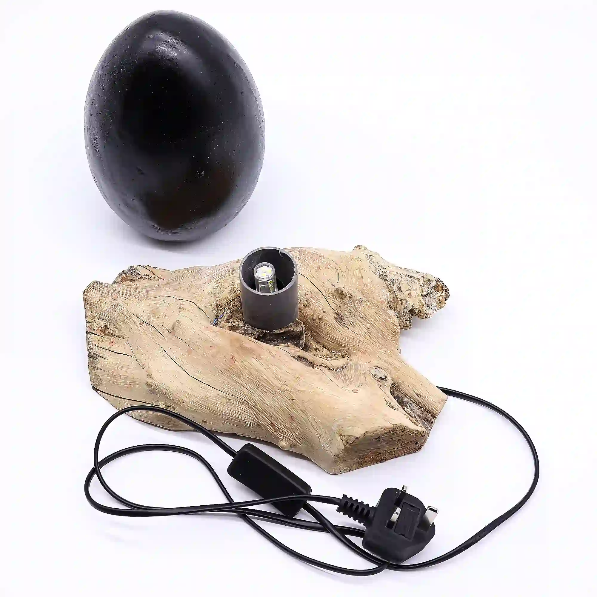 Tischlampe Lava, Nachttischlampe 30cm x 20cm oval auf Naturholz - grey 4 Tischlampe Lava, Nachttischlampe 30cm x 20cm oval auf Naturholz - grey – Bild 4