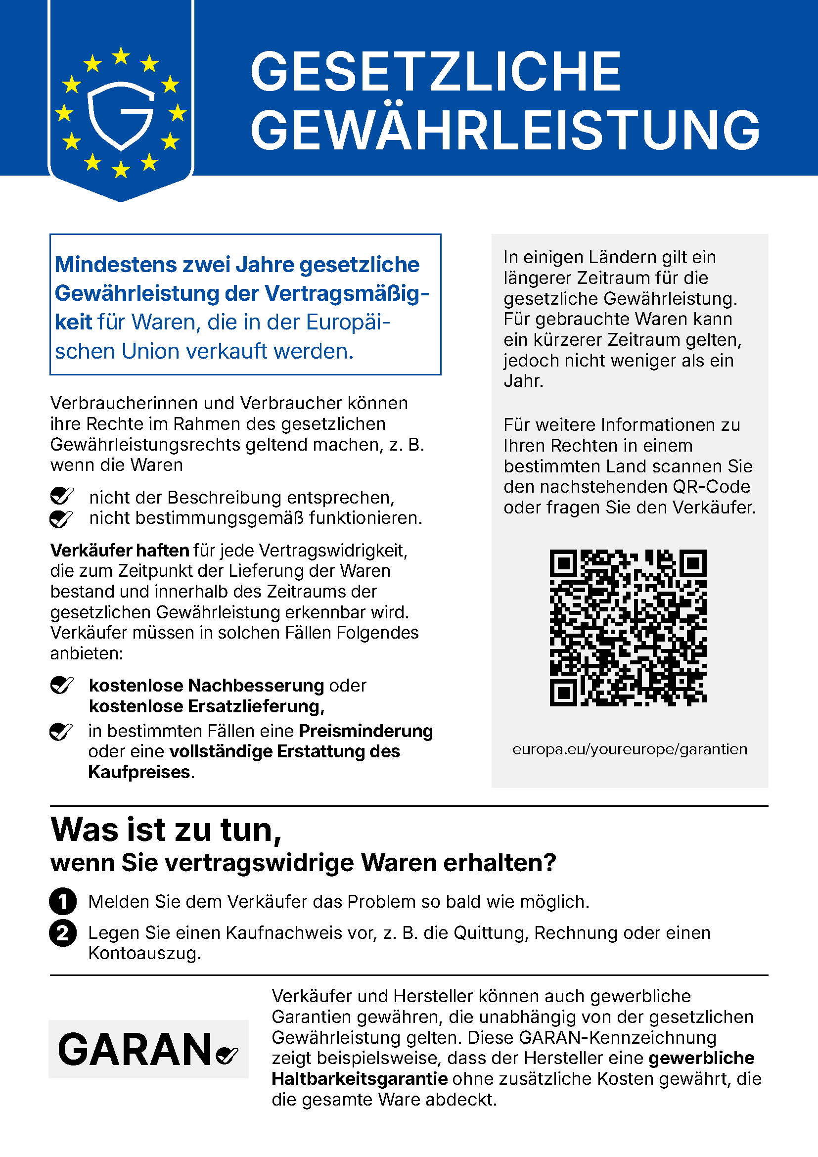 Widerrufsrecht & Rückerstattungen 2 Gewaehrleistungs Label deutsch